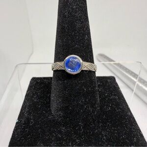 925 Sterling Silver and Blue gemstone Women's Ring